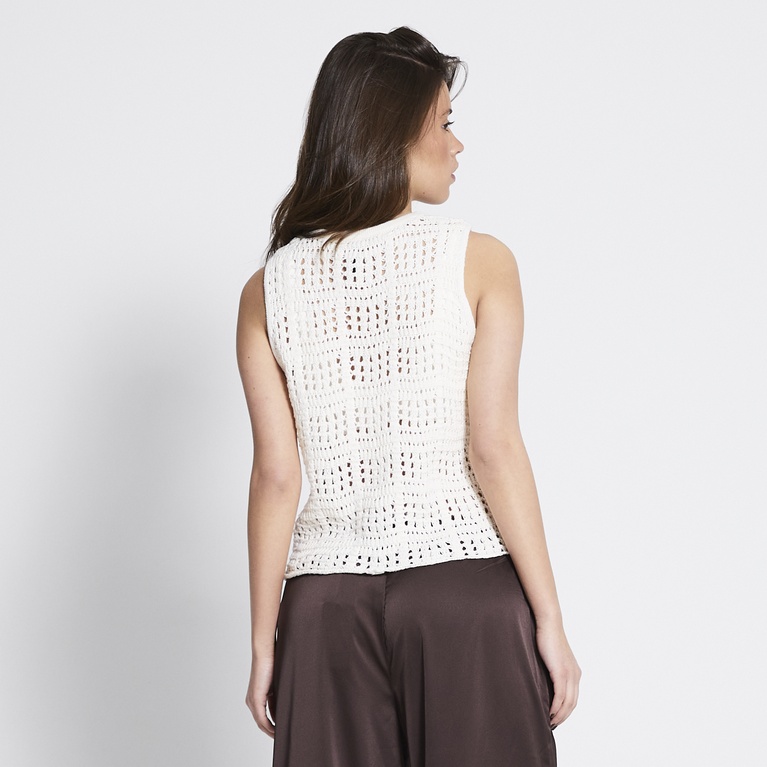 Crochet knit top "Mila" Off white